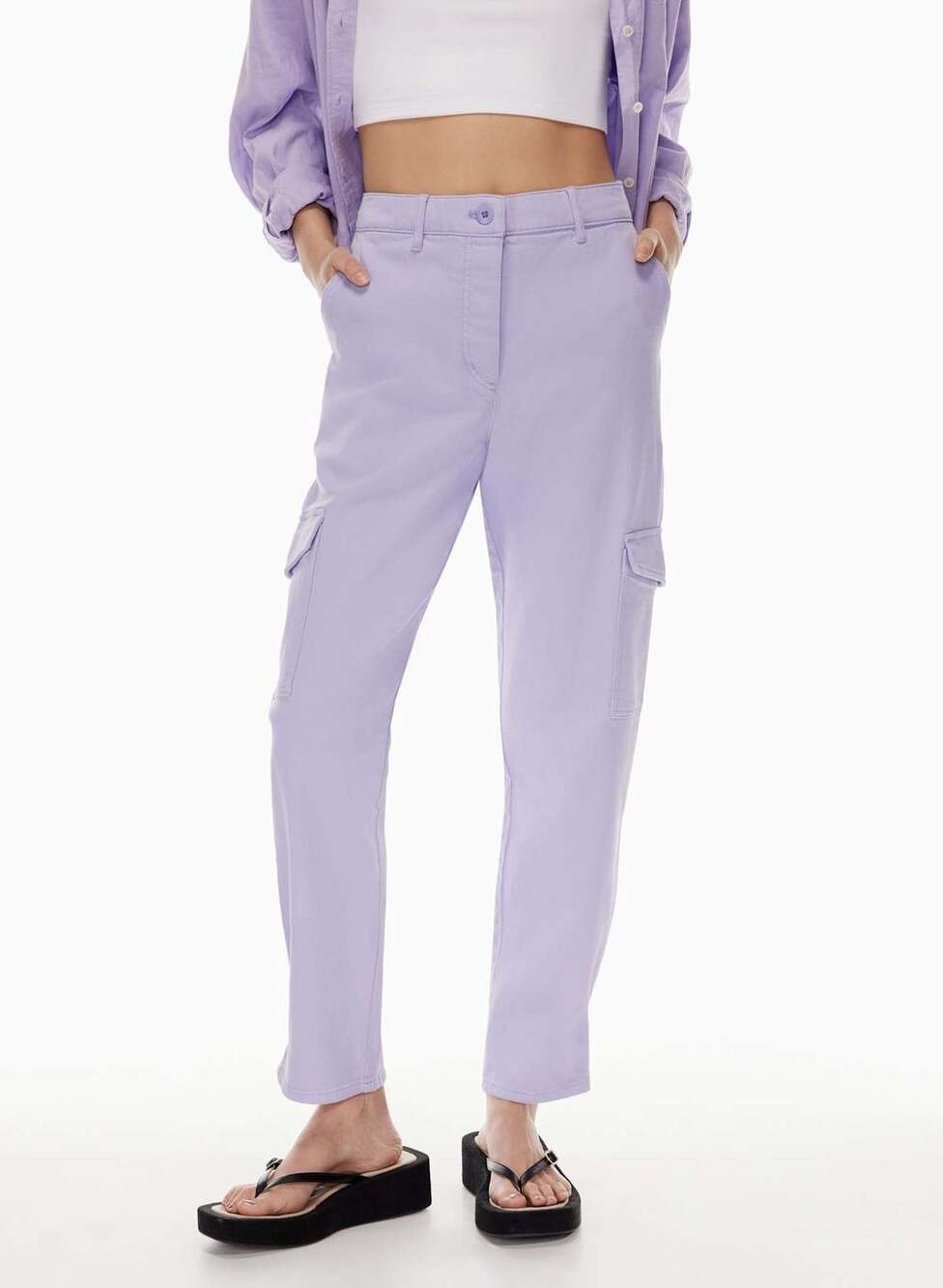 Aritzia Wilfred Free Modern Utility Cargo Pants Lavender Purple 4 Garment Dyed